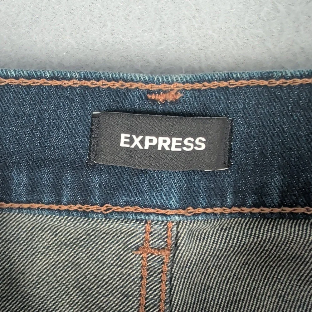 Express Slim High Rise Jeans Womens 2S‎ Dark Wash Distressed Denim Skinny